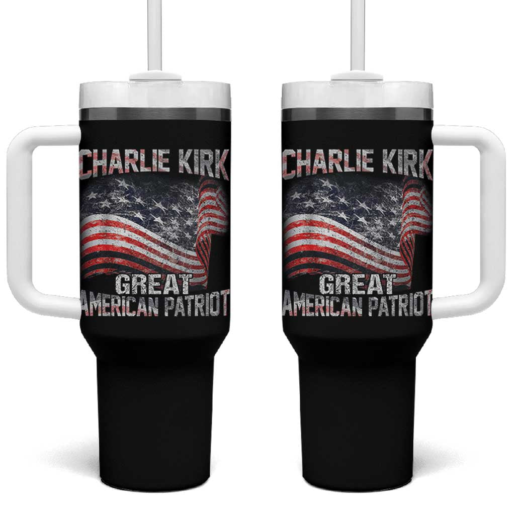 Charlie Kirk Tumbler With Handle Great American Patriot American Flag - Wonder Print Shop