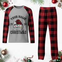 Personalized Christmas Family Plaid Pajama Set Custom Name Family Christmas 2024 Santa Hat TS11