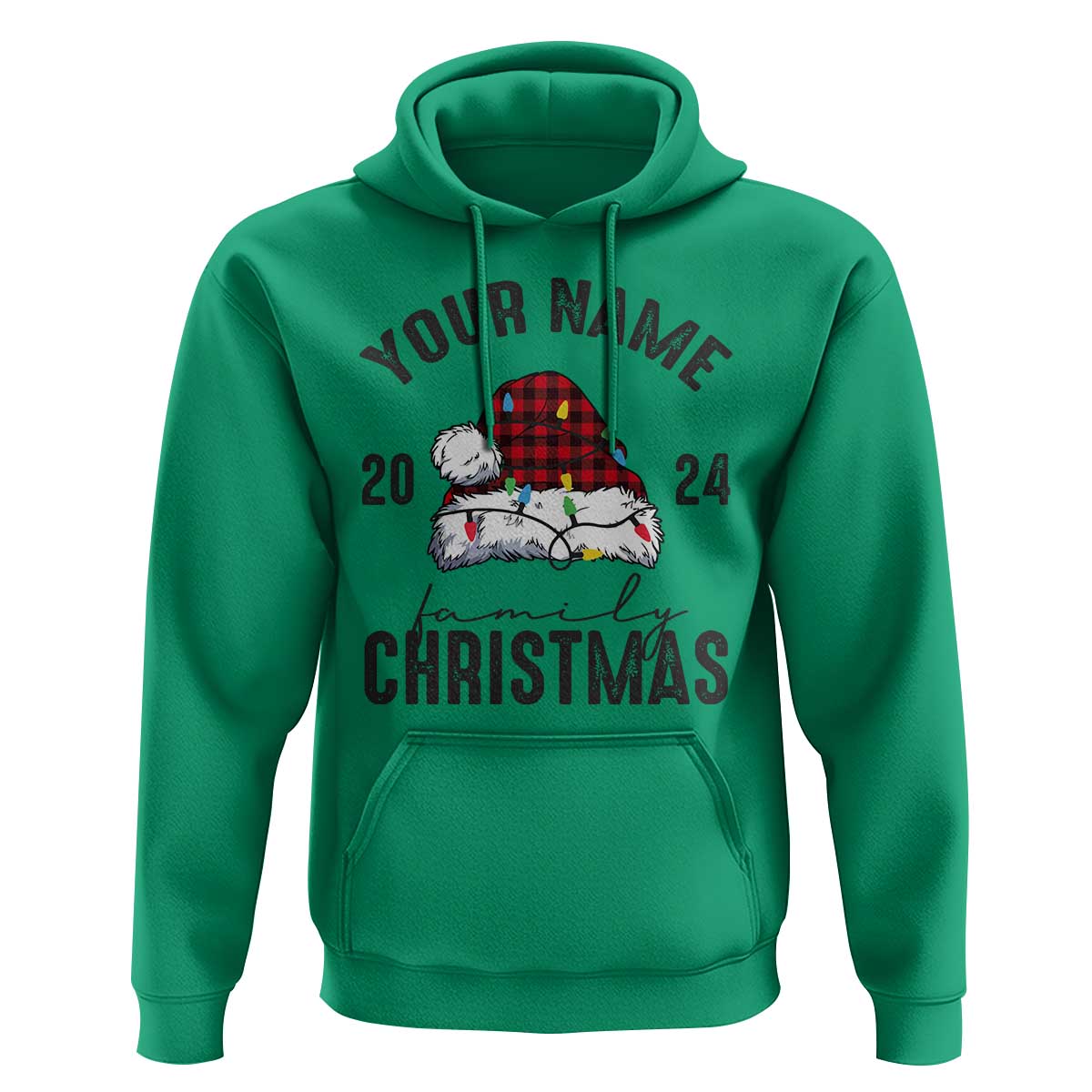 Personalized Christmas Family Hoodie Custom Name Family Christmas 2024 Santa Hat