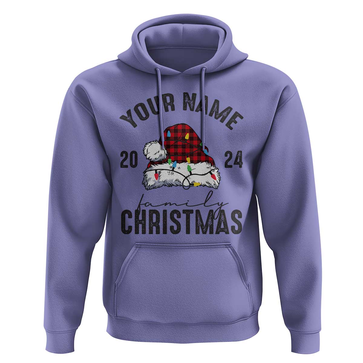 Personalized Christmas Family Hoodie Custom Name Family Christmas 2024 Santa Hat