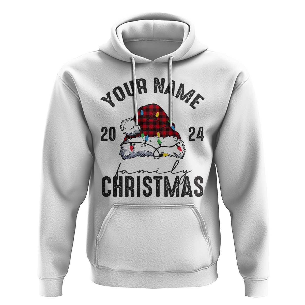 Personalized Christmas Family Hoodie Custom Name Family Christmas 2024 Santa Hat