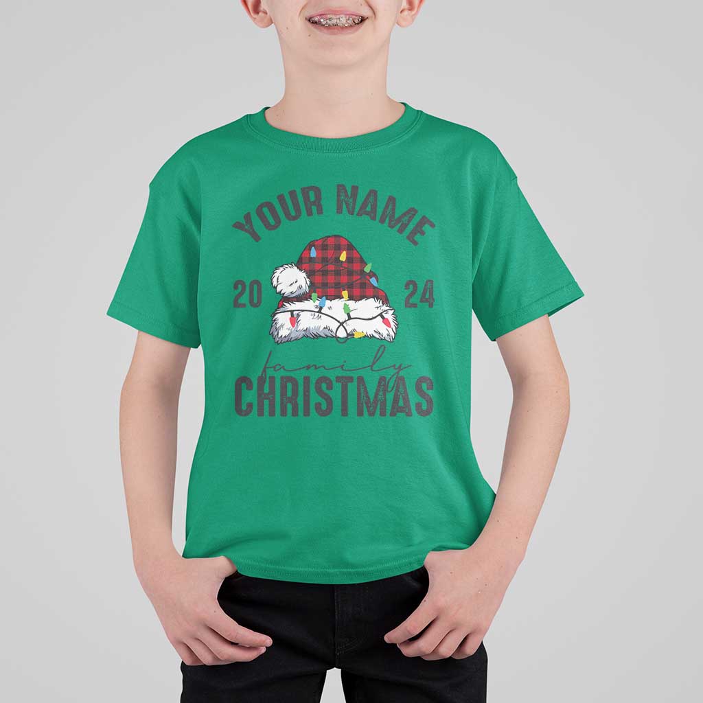 Personalized Christmas Family T Shirt For Kid Custom Name Family Christmas 2024 Santa Hat - Wonder Print Shop