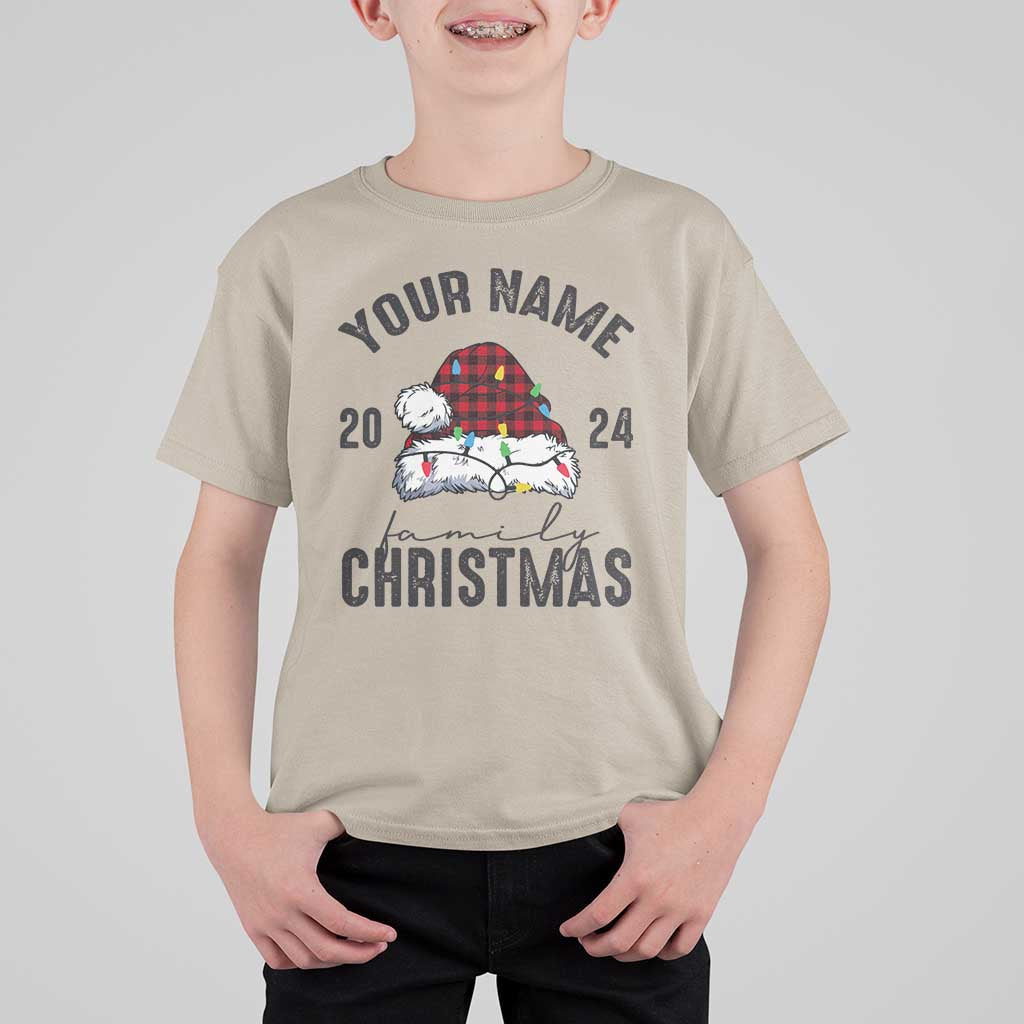 Personalized Christmas Family T Shirt For Kid Custom Name Family Christmas 2024 Santa Hat - Wonder Print Shop