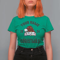 Personalized Christmas Family T Shirt For Women Custom Name Family Christmas 2024 Santa Hat - Wonder Print Shop