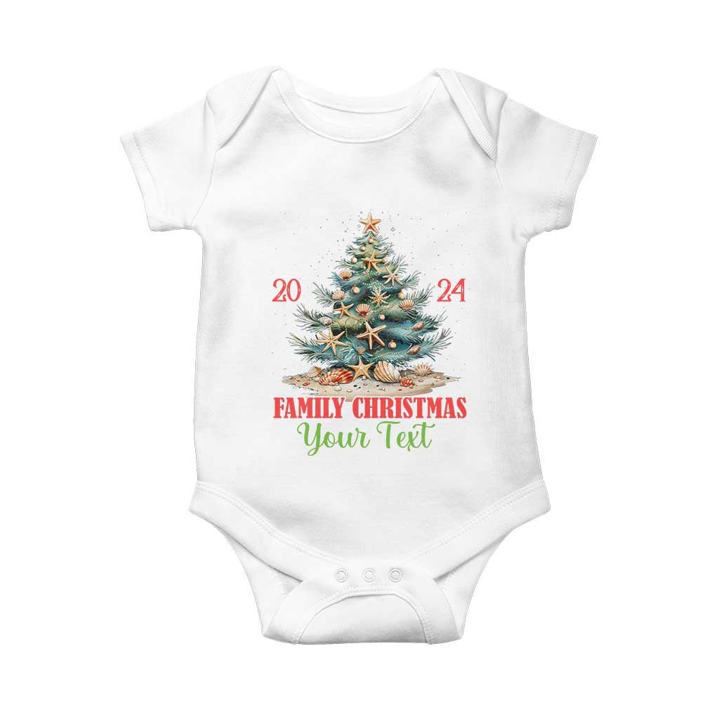 Personalized Christmas Family In Hawaii Baby Onesie Custom Name Family Christmas 2024 Sea Christmas Tree