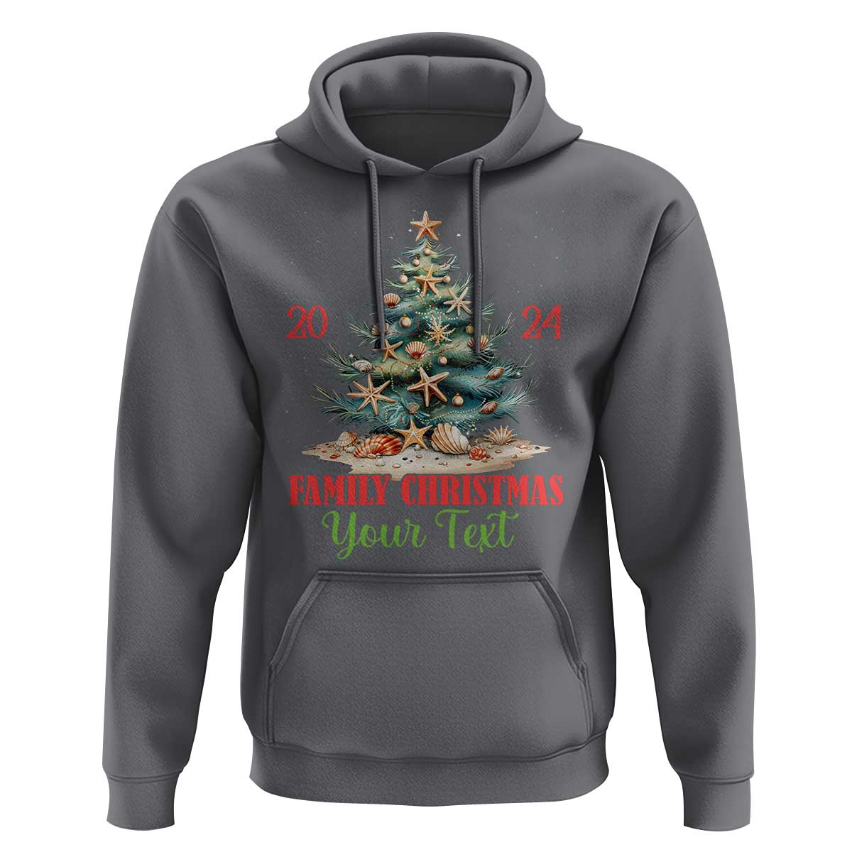 Personalized Christmas Family In Hawaii Hoodie Custom Name Family Christmas 2024 Sea Christmas Tree
