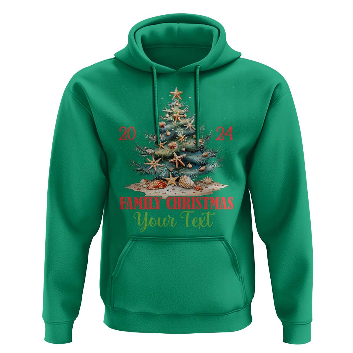 Personalized Christmas Family In Hawaii Hoodie Custom Name Family Christmas 2024 Sea Christmas Tree