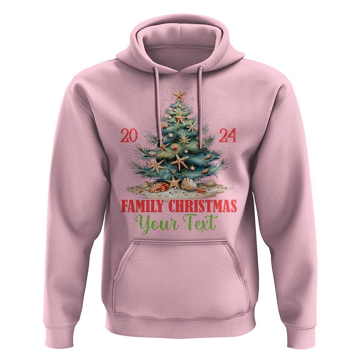 Personalized Christmas Family In Hawaii Hoodie Custom Name Family Christmas 2024 Sea Christmas Tree