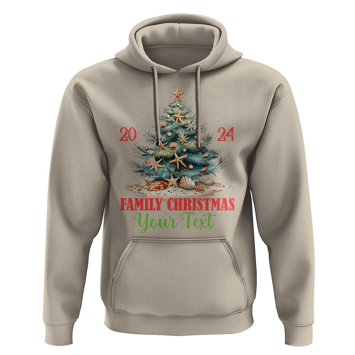 Personalized Christmas Family In Hawaii Hoodie Custom Name Family Christmas 2024 Sea Christmas Tree
