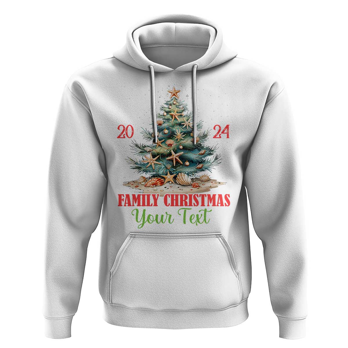 Personalized Christmas Family In Hawaii Hoodie Custom Name Family Christmas 2024 Sea Christmas Tree