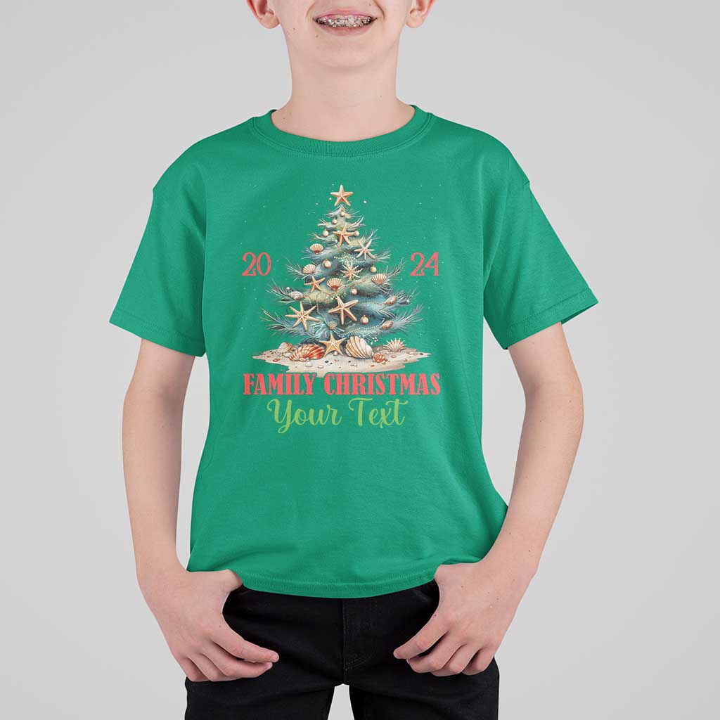 Personalized Christmas Family In Hawaii T Shirt For Kid Custom Name Family Christmas 2024 Sea Christmas Tree - Wonder Print Shop