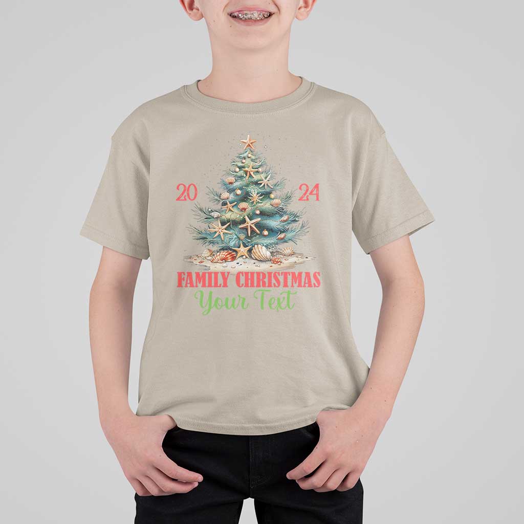 Personalized Christmas Family In Hawaii T Shirt For Kid Custom Name Family Christmas 2024 Sea Christmas Tree - Wonder Print Shop