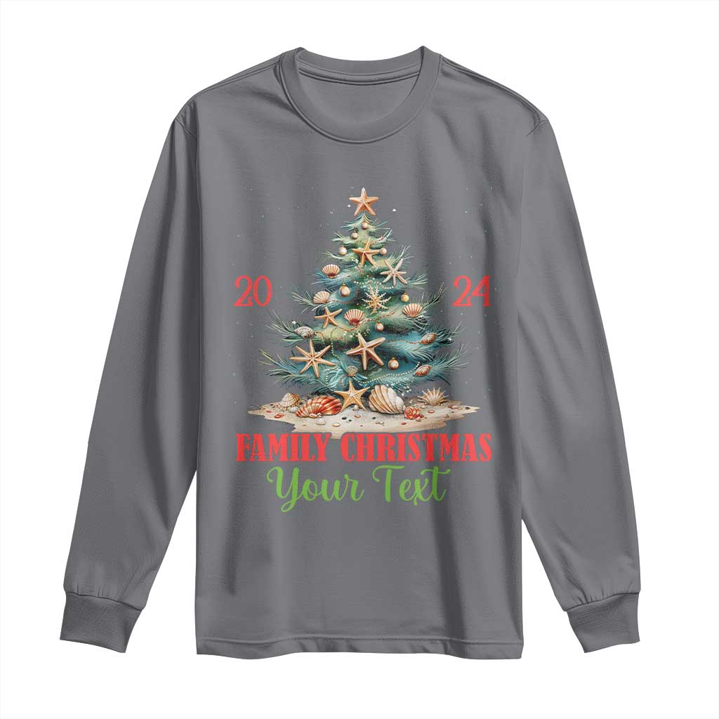 Personalized Christmas Family In Hawaii Long Sleeve Shirt Custom Name Family Christmas 2024 Sea Christmas Tree