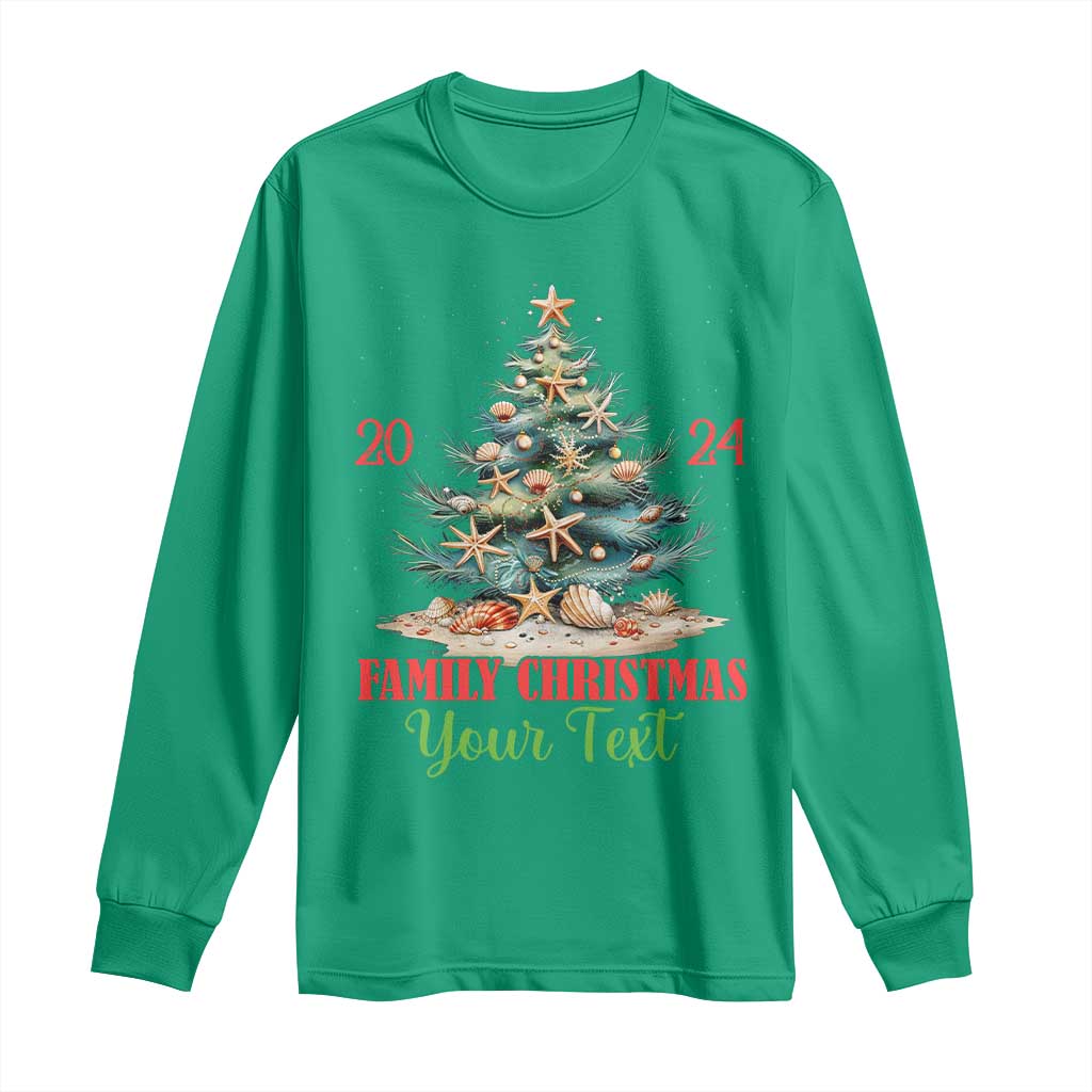Personalized Christmas Family In Hawaii Long Sleeve Shirt Custom Name Family Christmas 2024 Sea Christmas Tree