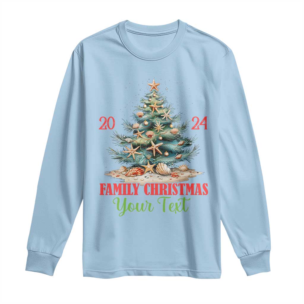 Personalized Christmas Family In Hawaii Long Sleeve Shirt Custom Name Family Christmas 2024 Sea Christmas Tree
