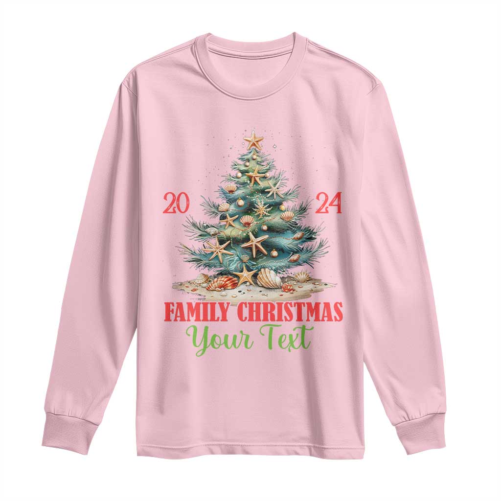 Personalized Christmas Family In Hawaii Long Sleeve Shirt Custom Name Family Christmas 2024 Sea Christmas Tree