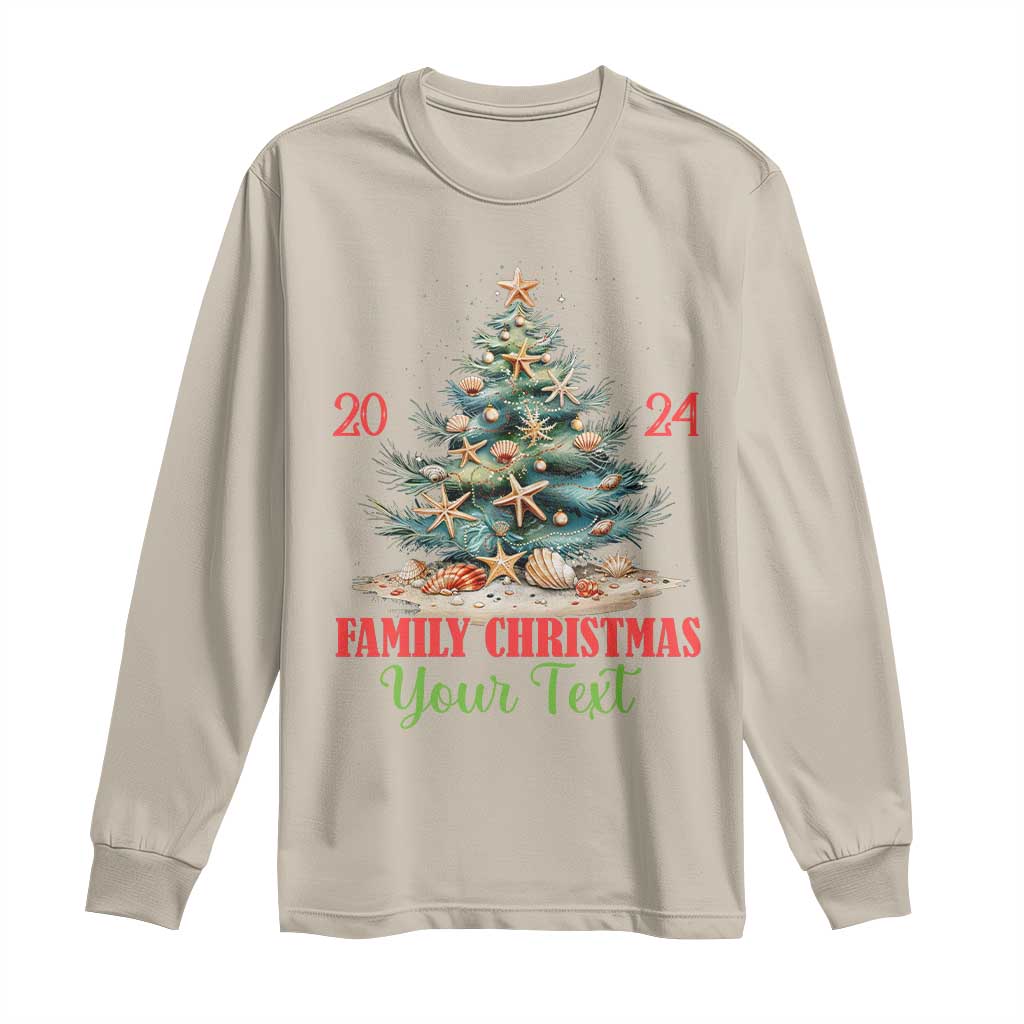 Personalized Christmas Family In Hawaii Long Sleeve Shirt Custom Name Family Christmas 2024 Sea Christmas Tree