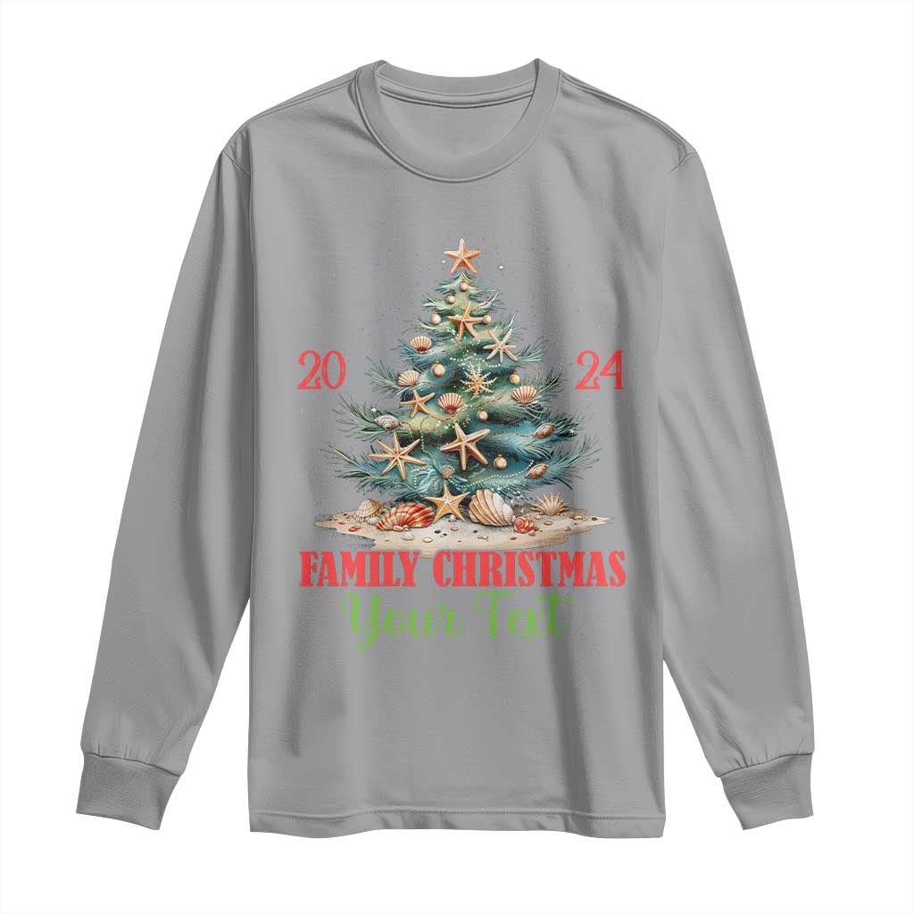 Personalized Christmas Family In Hawaii Long Sleeve Shirt Custom Name Family Christmas 2024 Sea Christmas Tree