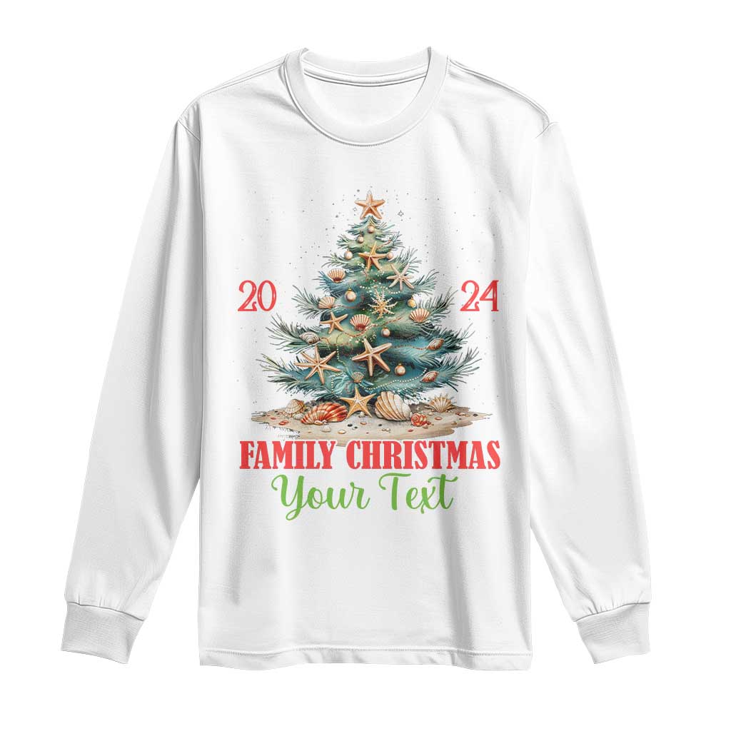 Personalized Christmas Family In Hawaii Long Sleeve Shirt Custom Name Family Christmas 2024 Sea Christmas Tree