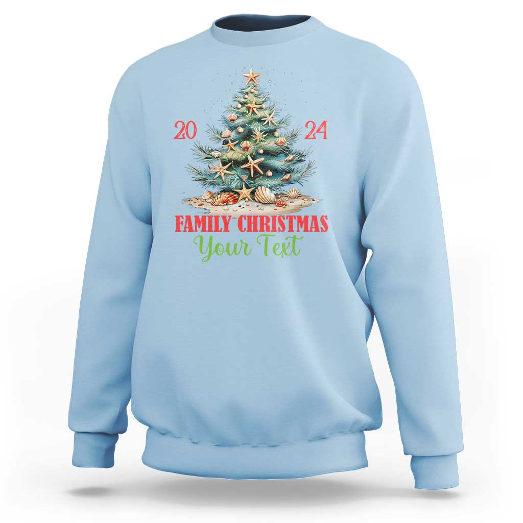 Personalized Christmas Family In Hawaii Sweatshirt Custom Name Family Christmas 2024 Sea Christmas Tree - Wonder Print Shop