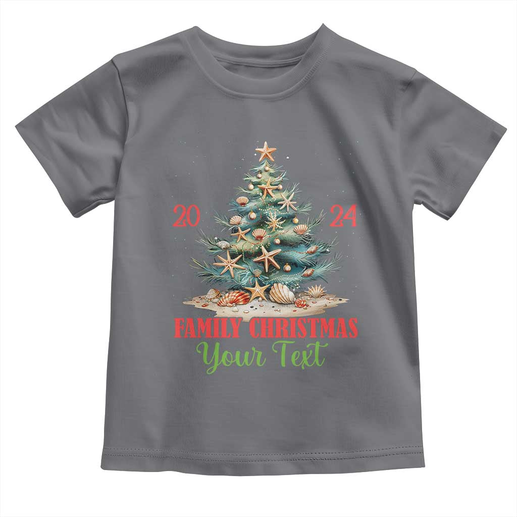 Personalized Christmas Family In Hawaii Toddler T Shirt Custom Name Family Christmas 2024 Sea Christmas Tree