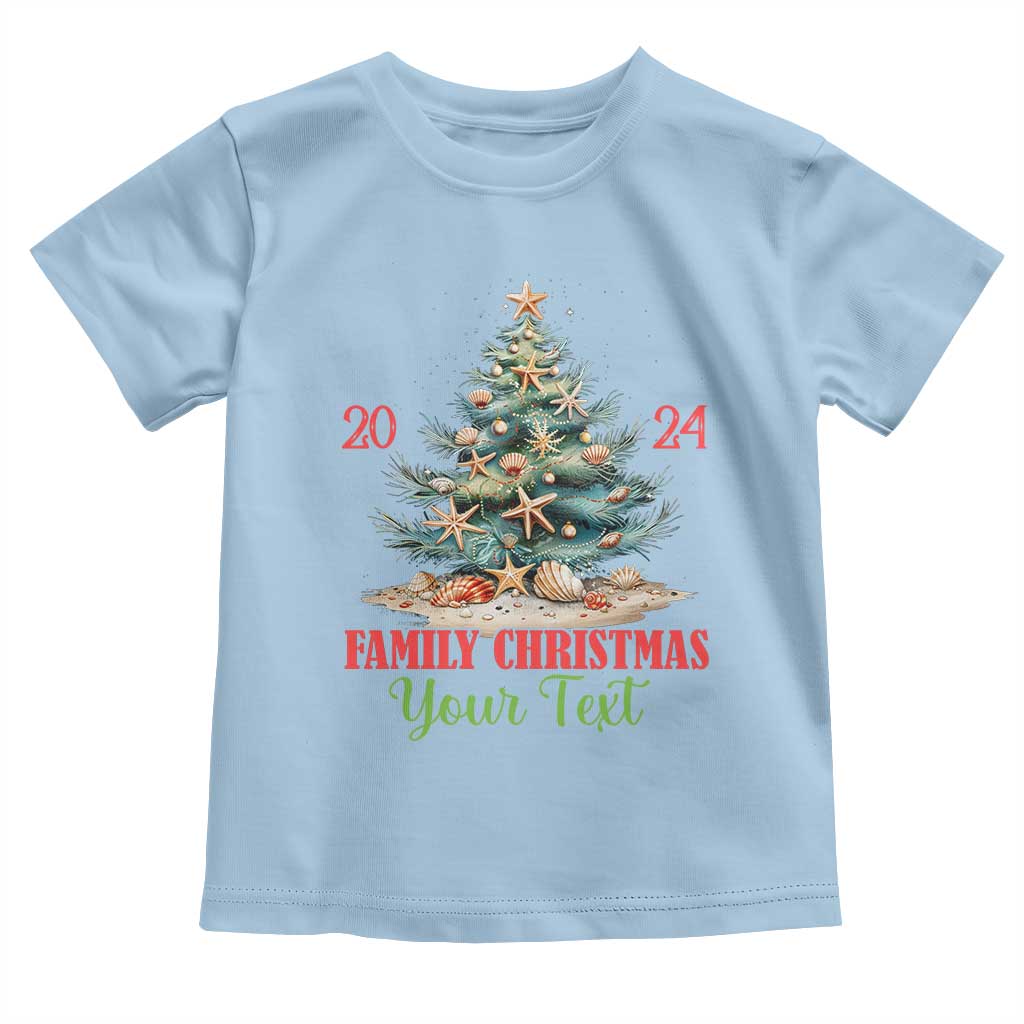 Personalized Christmas Family In Hawaii Toddler T Shirt Custom Name Family Christmas 2024 Sea Christmas Tree