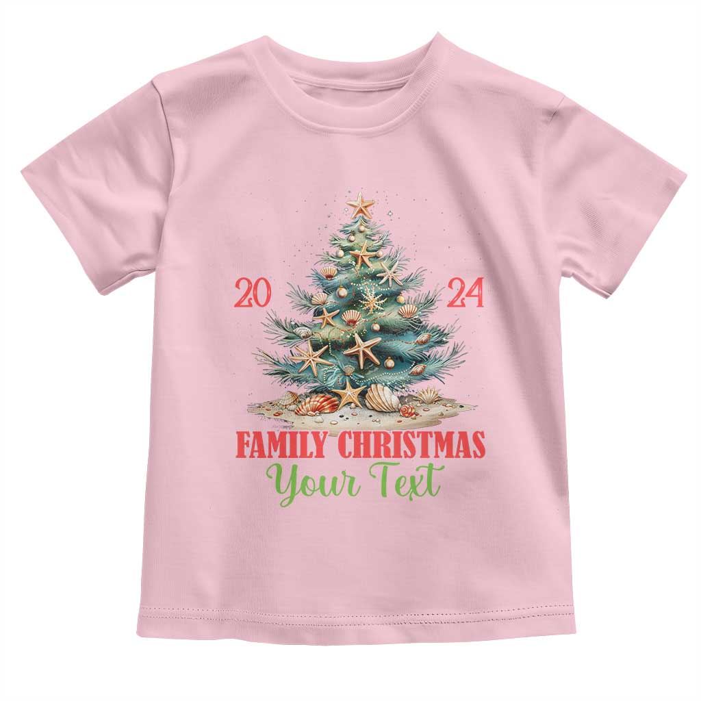 Personalized Christmas Family In Hawaii Toddler T Shirt Custom Name Family Christmas 2024 Sea Christmas Tree