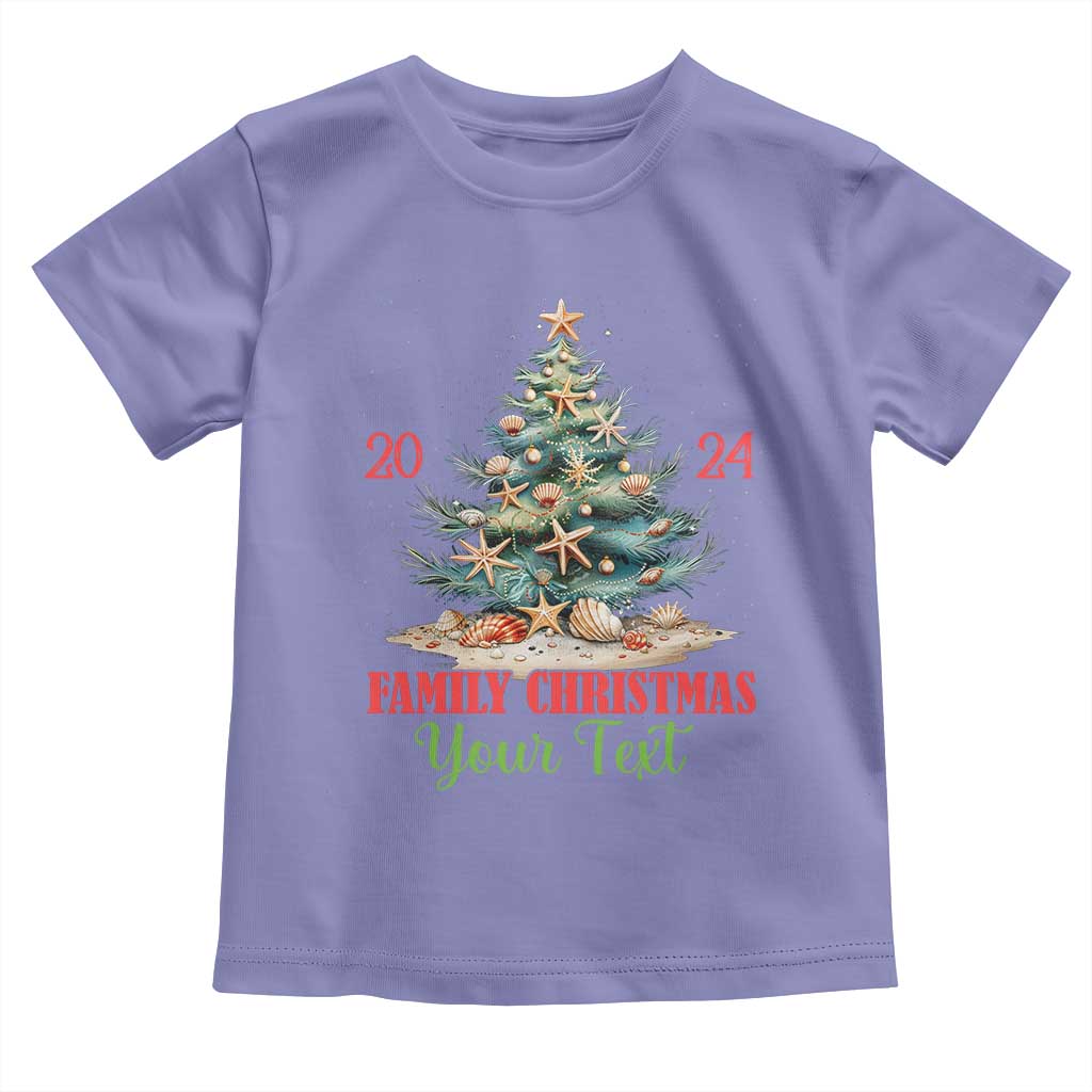 Personalized Christmas Family In Hawaii Toddler T Shirt Custom Name Family Christmas 2024 Sea Christmas Tree