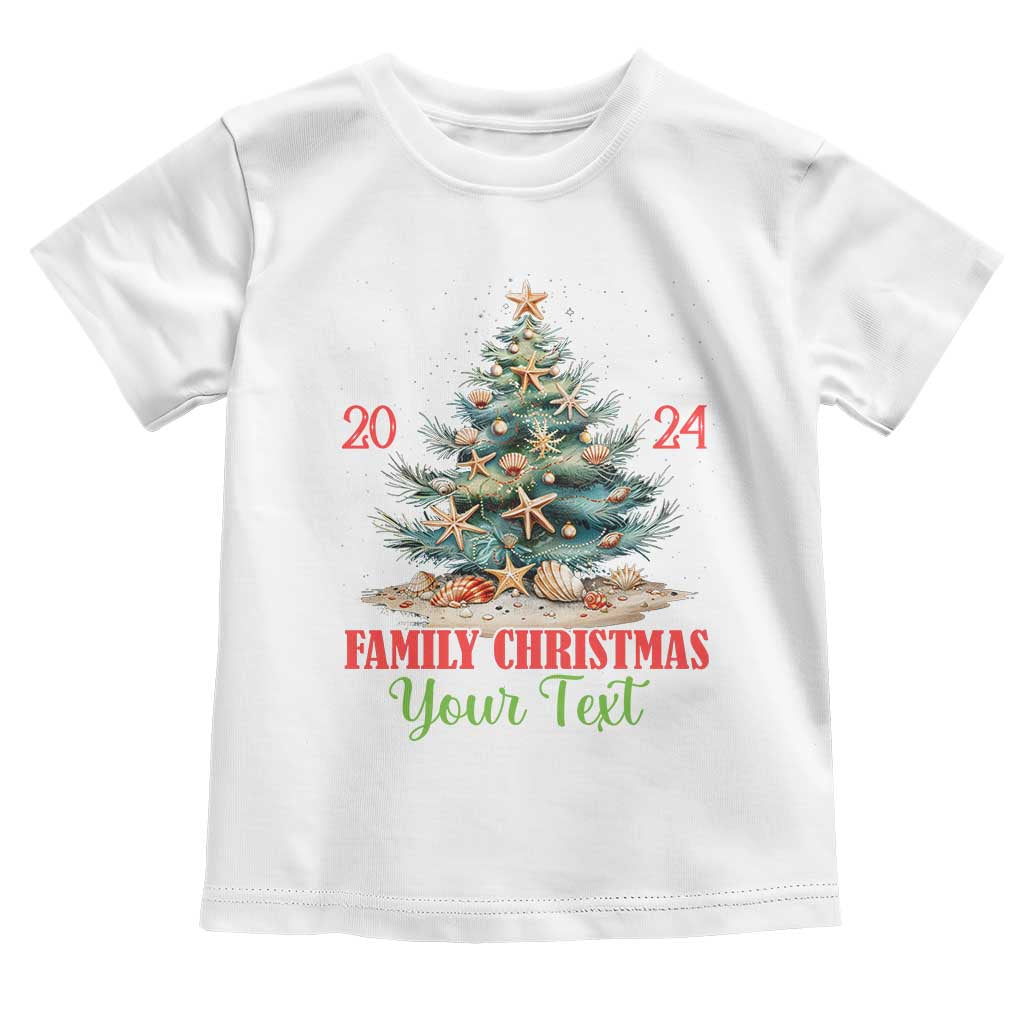 Personalized Christmas Family In Hawaii Toddler T Shirt Custom Name Family Christmas 2024 Sea Christmas Tree