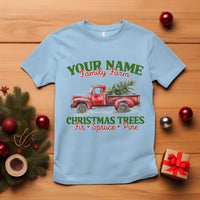 Personalized Christmas Family T Shirt Custom Name Family Farm Christmas Trees Vintage Truck - Wonder Print Shop