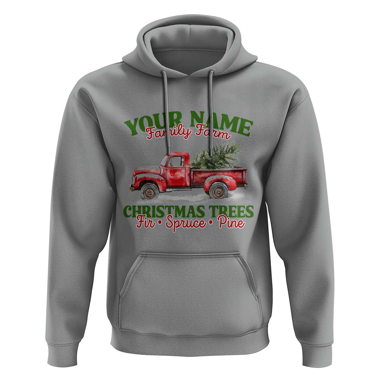 Personalized Christmas Family Hoodie Custom Name Family Farm Christmas Trees Vintage Truck