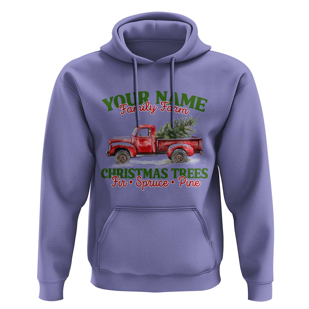 Personalized Christmas Family Hoodie Custom Name Family Farm Christmas Trees Vintage Truck