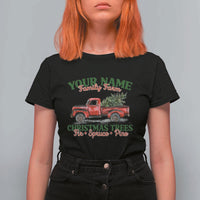 Personalized Christmas Family T Shirt For Women Custom Name Family Farm Christmas Trees Vintage Truck - Wonder Print Shop