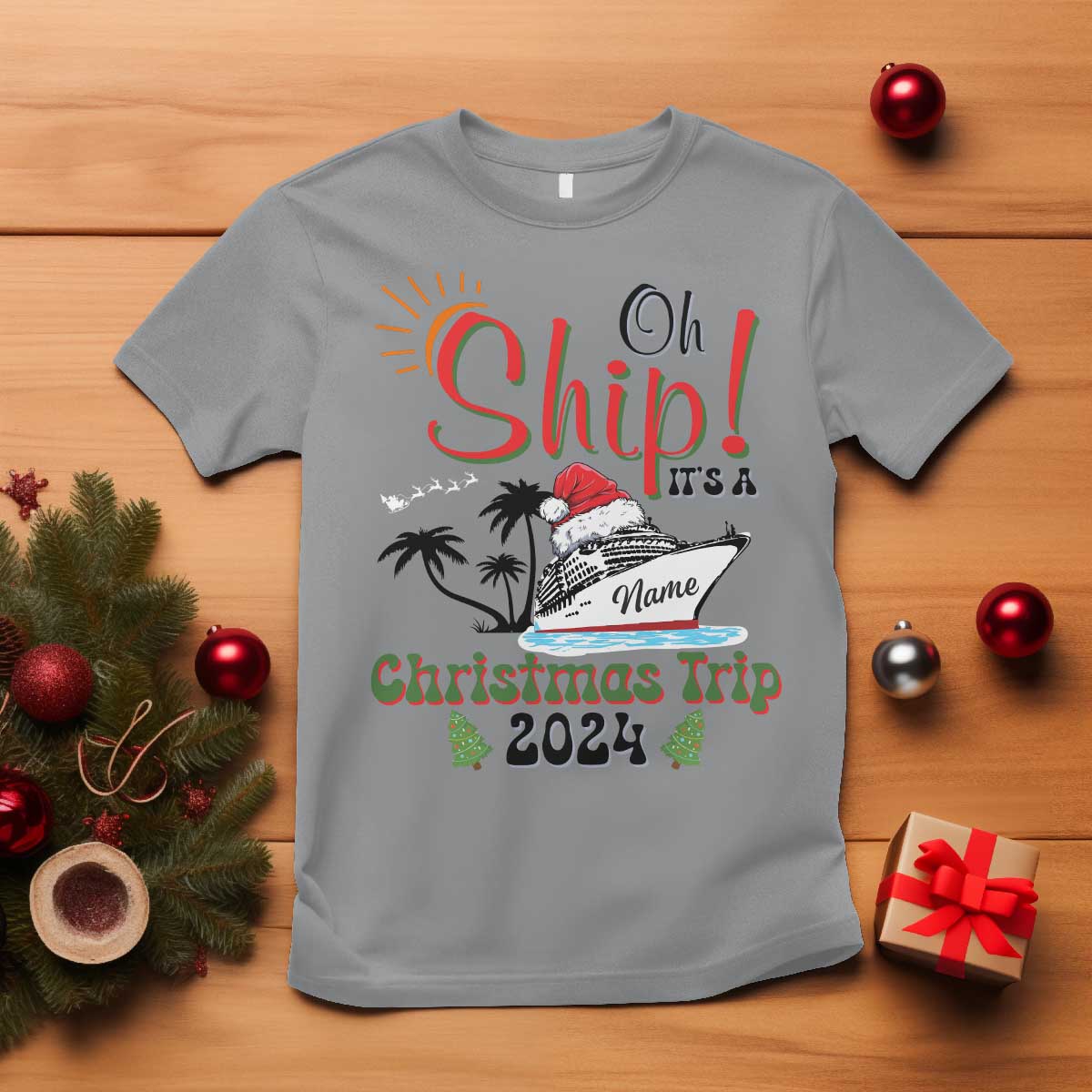 Personalized Christmas Trip T Shirt Custom Name Oh Ship It's A Christmas Trip 2024 Ship - Wonder Print Shop