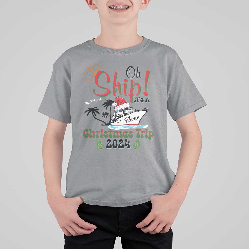 Personalized Christmas Trip T Shirt For Kid Custom Name Oh Ship It's A Christmas Trip 2024 Ship - Wonder Print Shop