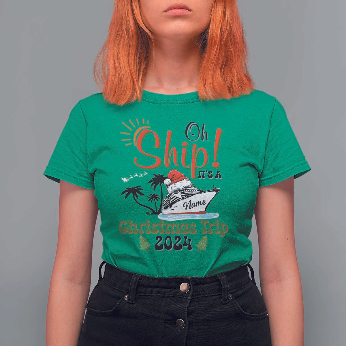Personalized Christmas Trip T Shirt For Women Custom Name Oh Ship It's A Christmas Trip 2024 Ship - Wonder Print Shop