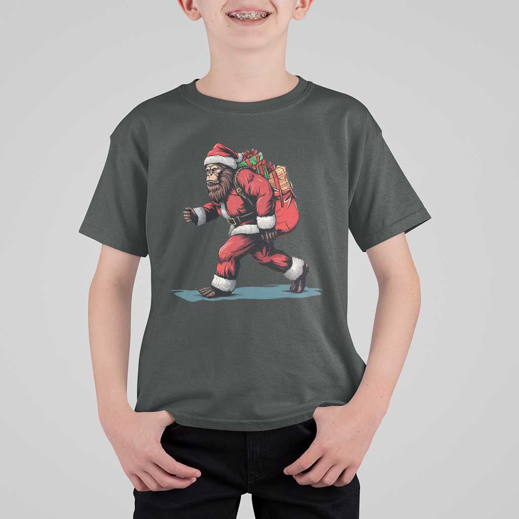 Funny Christmas Santa Bigfoot T Shirt For Kid Xmas Sasquatch - Wonder Print Shop