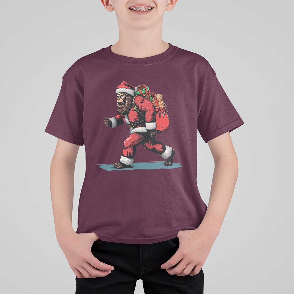 Funny Christmas Santa Bigfoot T Shirt For Kid Xmas Sasquatch - Wonder Print Shop
