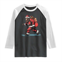 Funny Christmas Santa Bigfoot Raglan Shirt Xmas Sasquatch - Wonder Print Shop