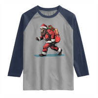 Funny Christmas Santa Bigfoot Raglan Shirt Xmas Sasquatch - Wonder Print Shop