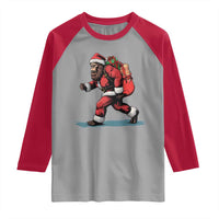 Funny Christmas Santa Bigfoot Raglan Shirt Xmas Sasquatch - Wonder Print Shop