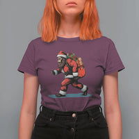 Funny Christmas Santa Bigfoot T Shirt For Women Xmas Sasquatch - Wonder Print Shop