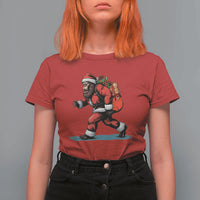 Funny Christmas Santa Bigfoot T Shirt For Women Xmas Sasquatch - Wonder Print Shop