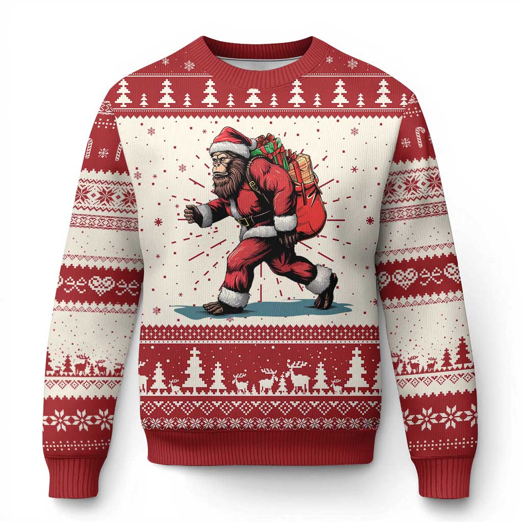 Funny Xmas Santa Bigfoot Ugly Christmas Sweater Xmas Sasquatch - Wonder Print Shop