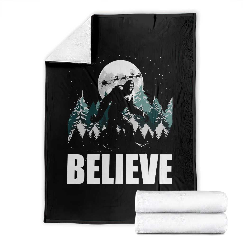 Funny Christmas Bigfoot Throw Blanket Believe Santa Sasquatch Snow - Wonder Print Shop