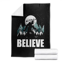 Funny Christmas Bigfoot Throw Blanket Believe Santa Sasquatch Snow - Wonder Print Shop