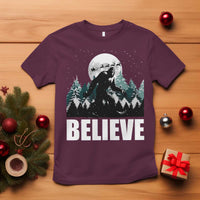 Funny Christmas Bigfoot T Shirt Believe Santa Sasquatch Snow - Wonder Print Shop