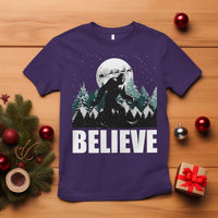 Funny Christmas Bigfoot T Shirt Believe Santa Sasquatch Snow - Wonder Print Shop