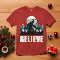 Funny Christmas Bigfoot T Shirt Believe Santa Sasquatch Snow - Wonder Print Shop