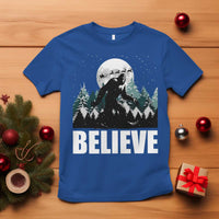 Funny Christmas Bigfoot T Shirt Believe Santa Sasquatch Snow - Wonder Print Shop